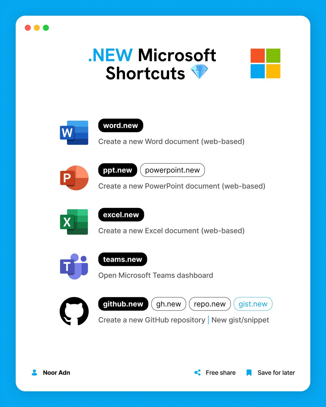 .NEW Shorcut Microsoft ๐